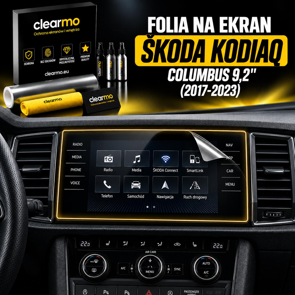 Folia na ekran Skoda Kodiaq Columbus 9,2" (2016-2023)