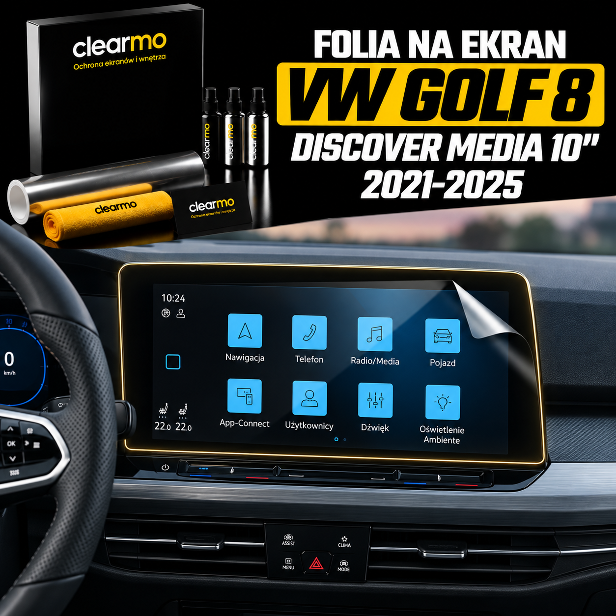 Folia na ekran VW Golf 8 2021-2025 Discover media 10”
