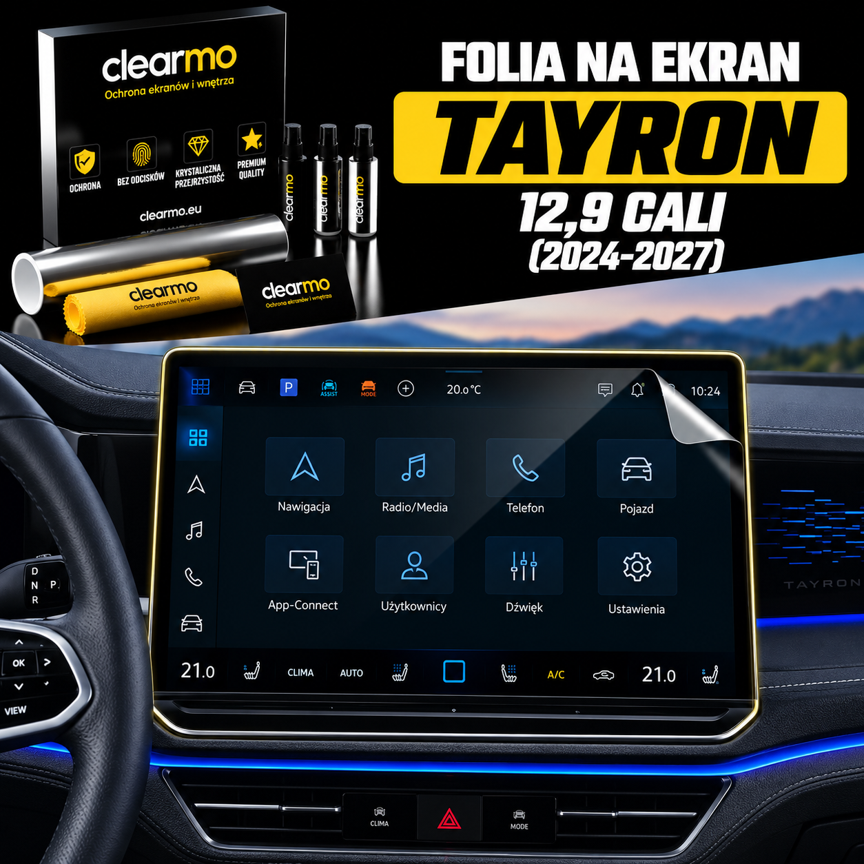 Folia na ekran VW Tayron 12,9 cali (2024-26)