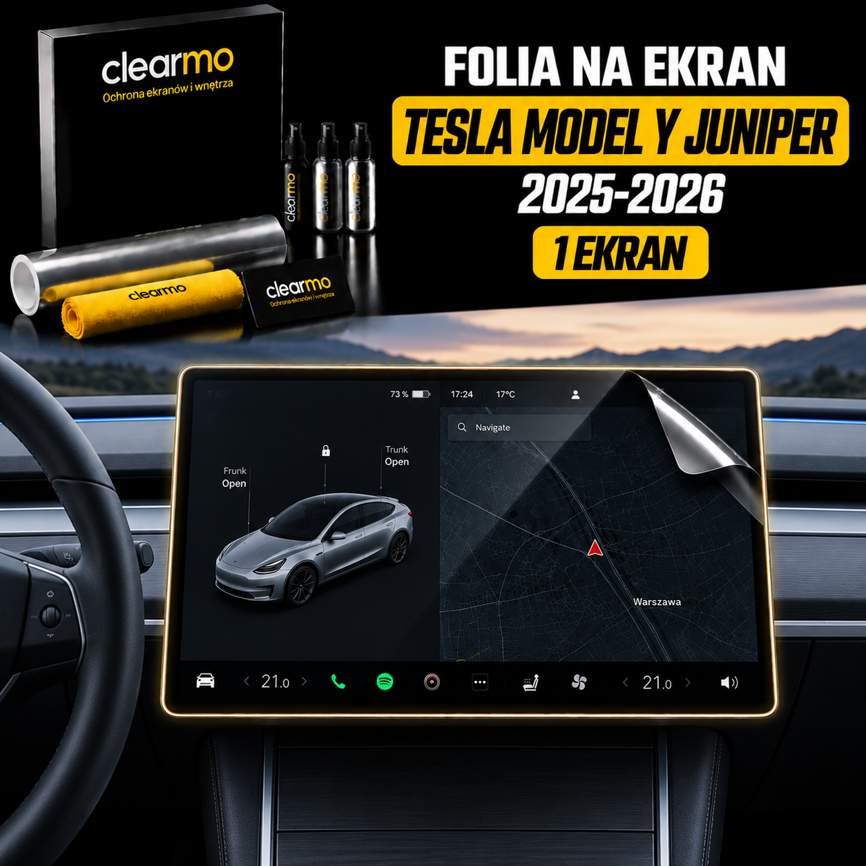 Folia na ekran Tesla Model Y Juniper 2025-2026