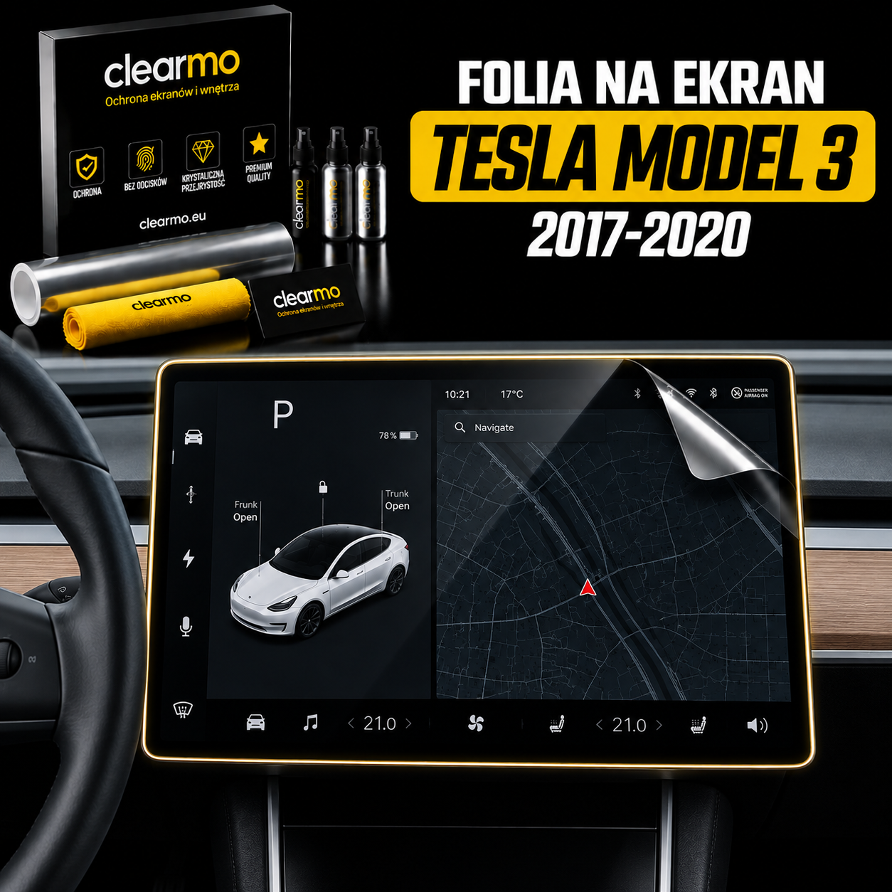 Folia na ekran Tesla Model 3 (2017-2020)