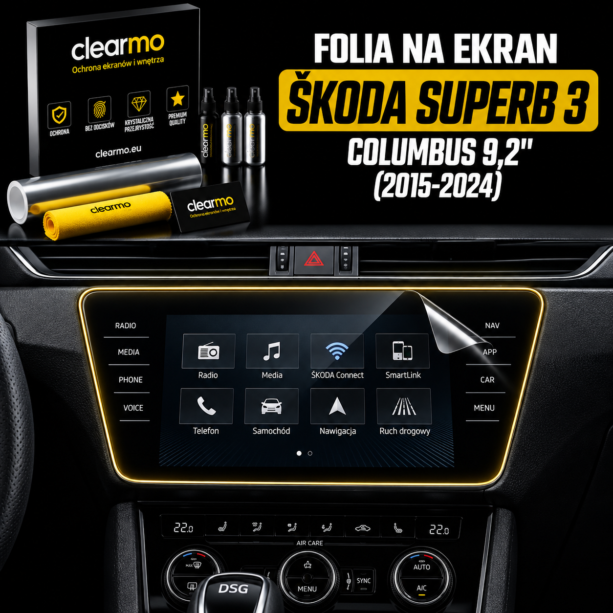 Folia na ekran Skoda Superb 3 Columbus 9,2" (2015-2024)