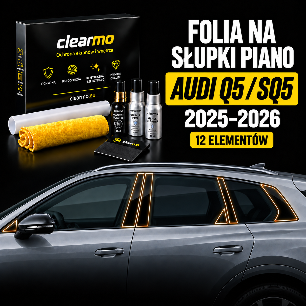 Folia na słupki piano - Audi Q5 / SQ5 (2025-2026)