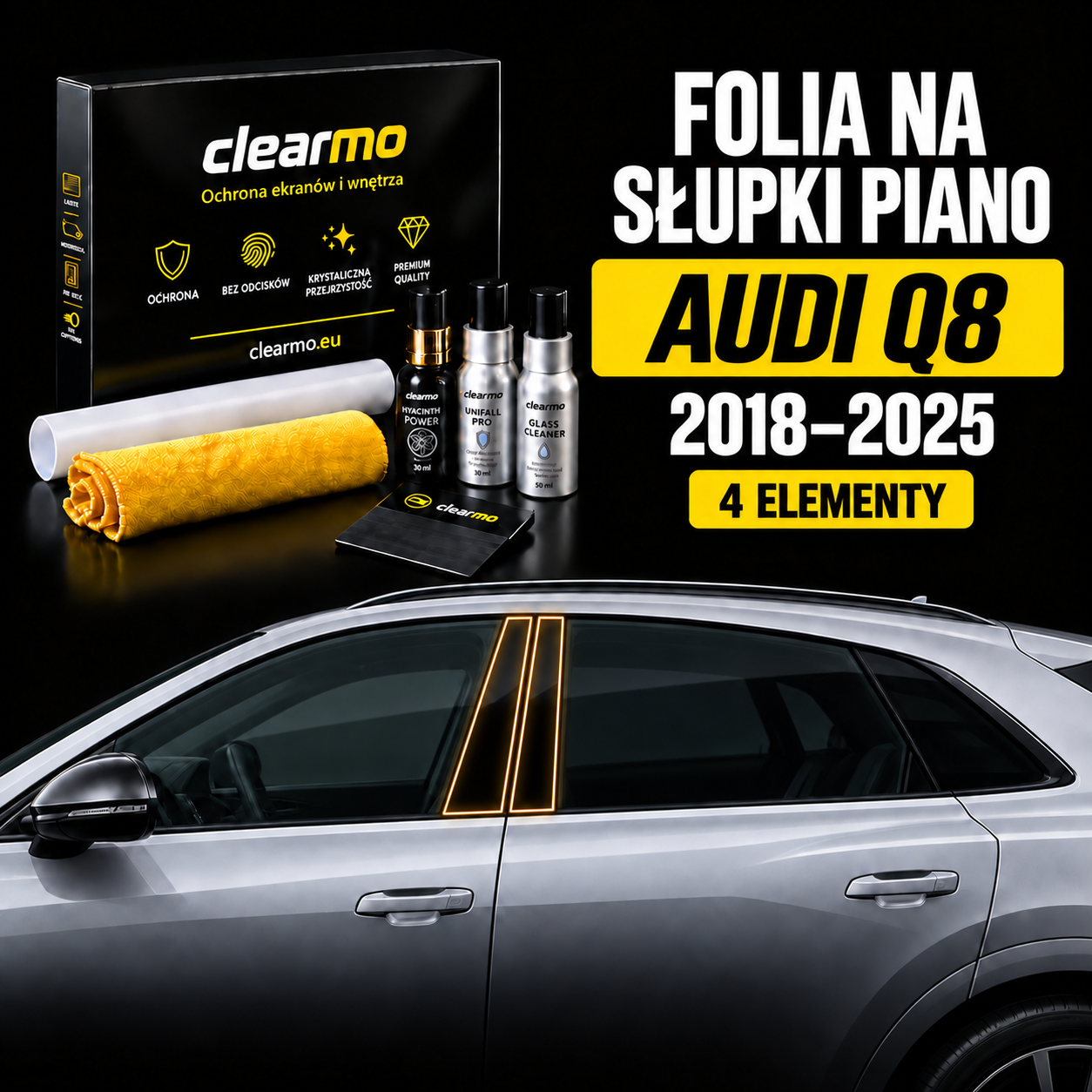 Folia na słupki piano - Audi Q8 (2018-2025)