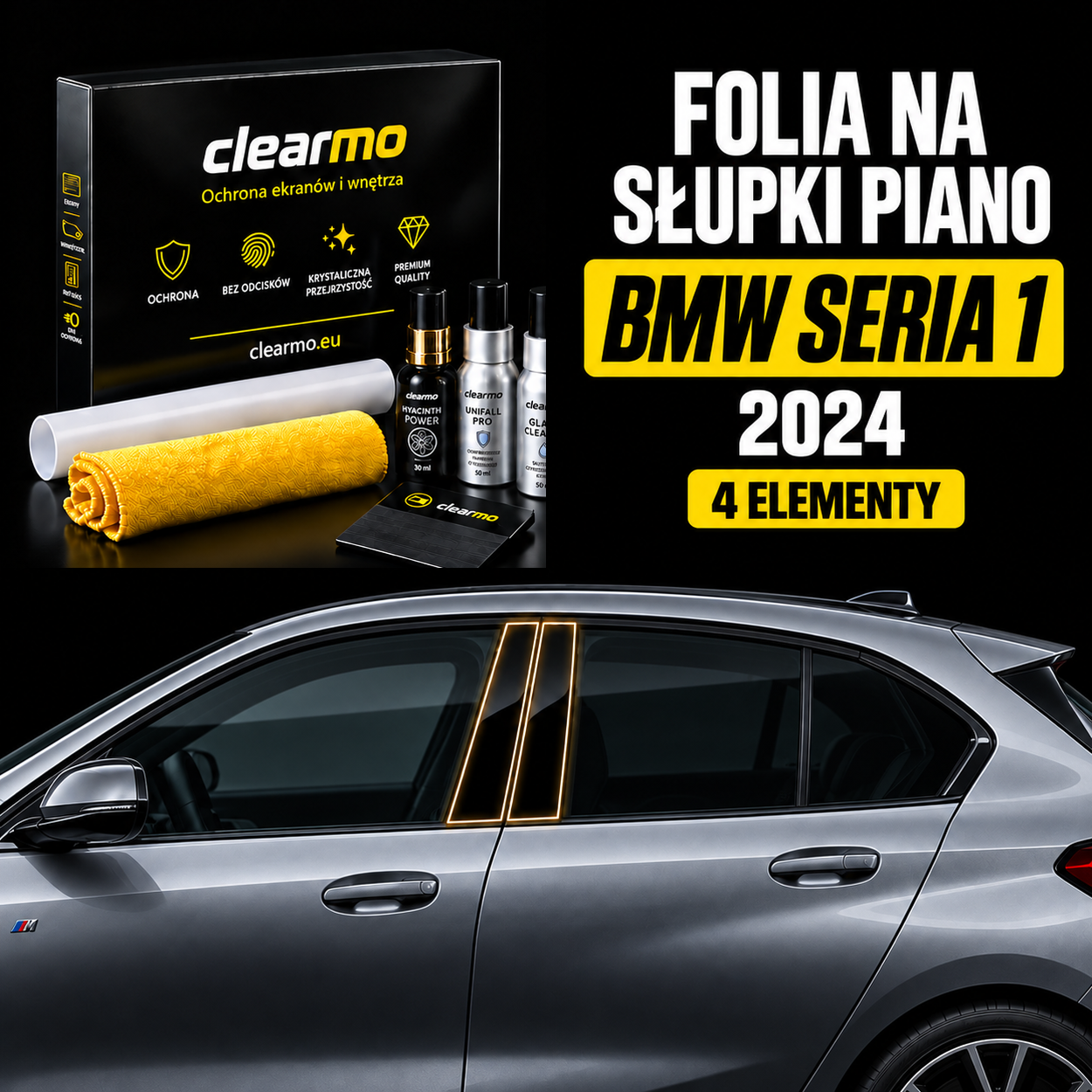 Folia na słupki piano - BMW Seria 1 (2024)