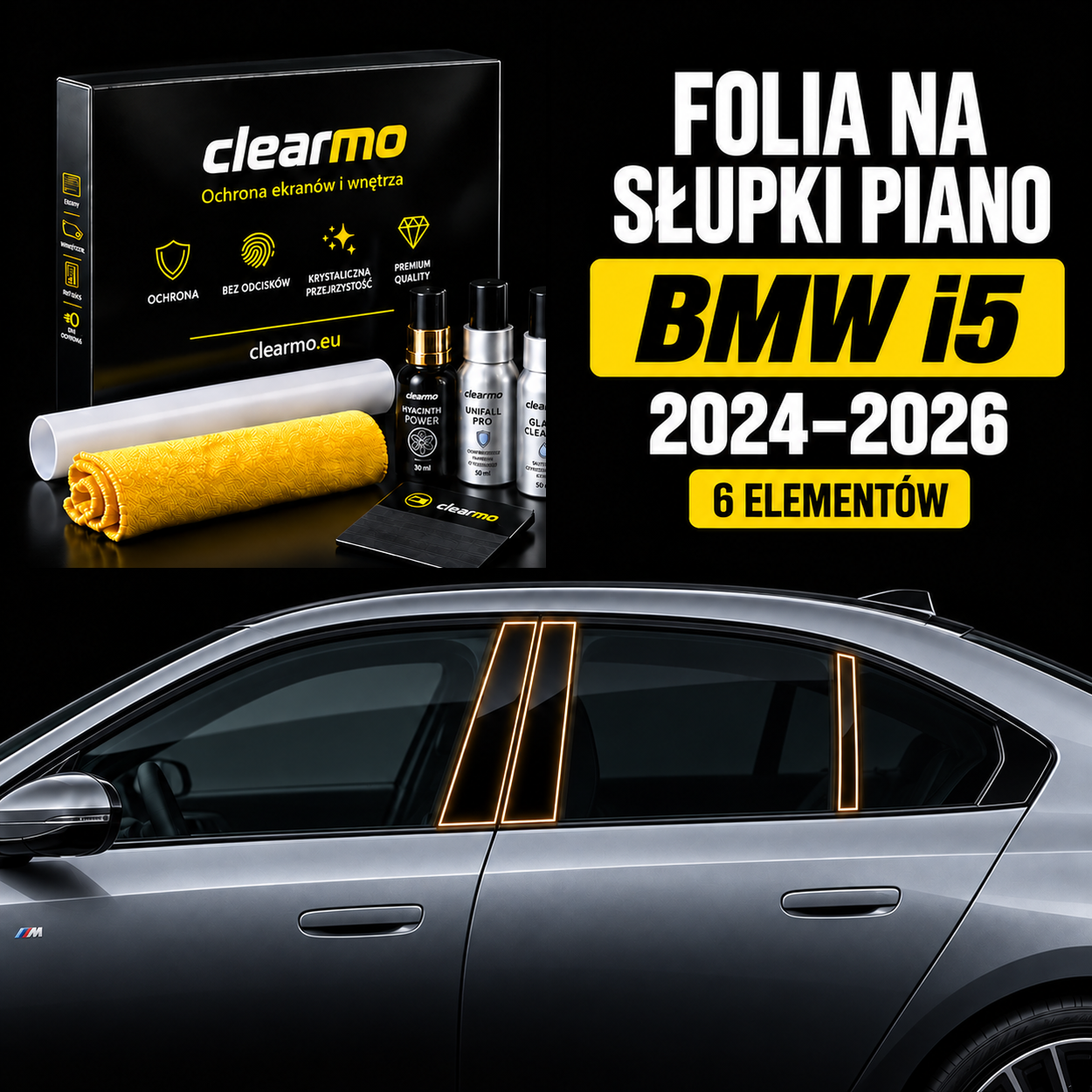 Folia na słupki piano - BMW i5 (2024-2026)