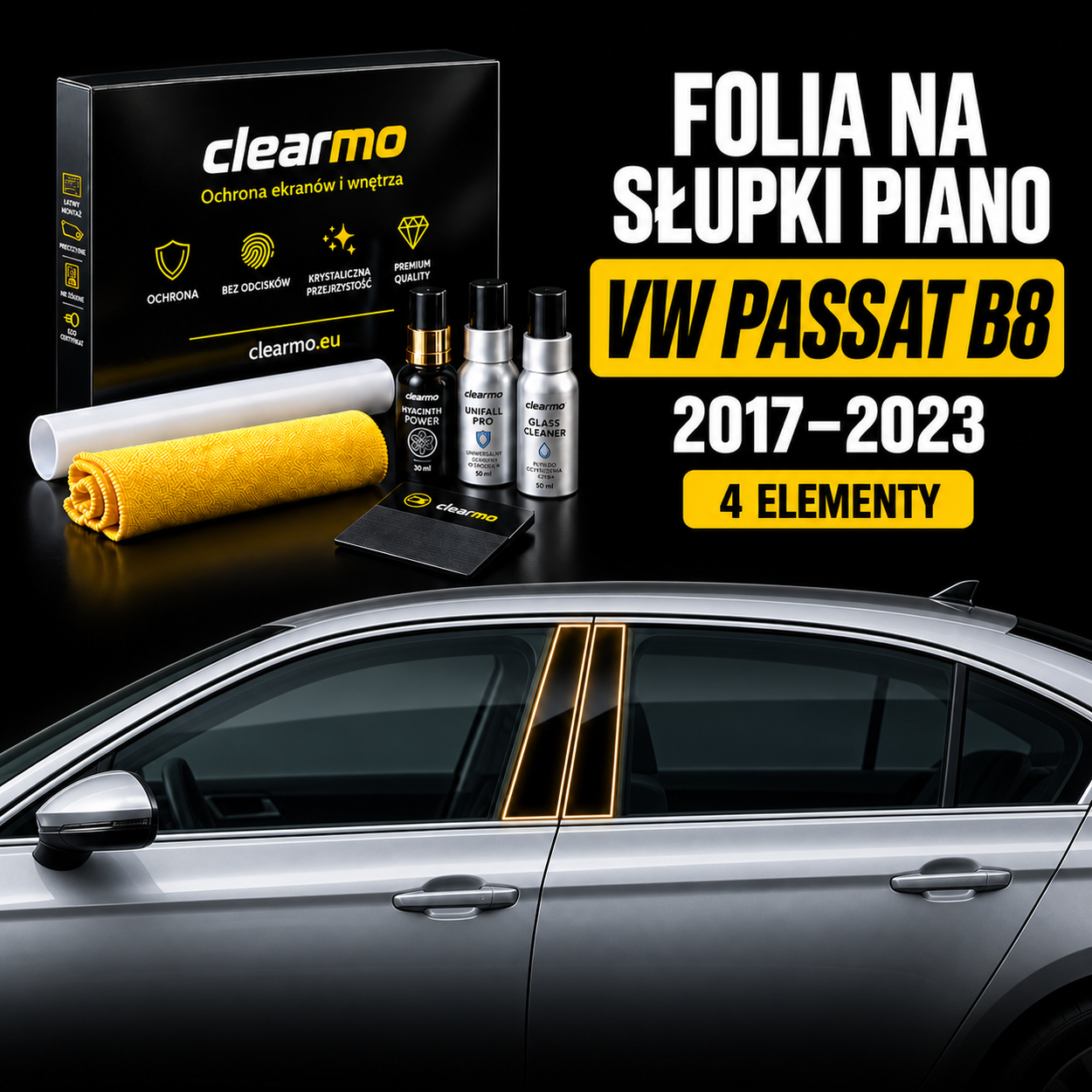 Folia na słupki piano - Volkswagen Passat B8 (2017-2023)