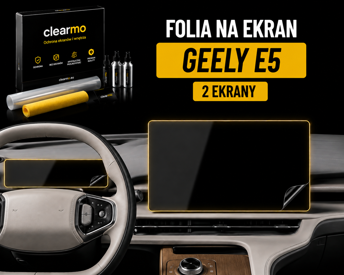 Folia na ekran Geely E5 - 2 ekrany