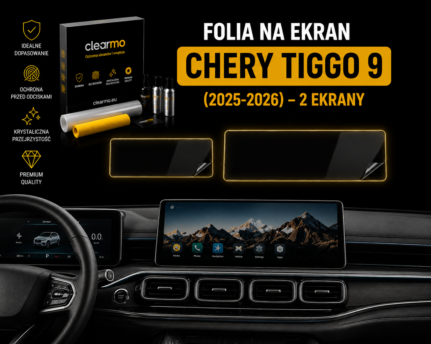 Folia na ekran Chery Tiggo 9 (2025-2026) - 2 ekrany