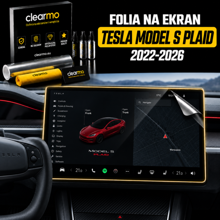 Folia na ekran Tesla Model S Plaid (2022-2026)