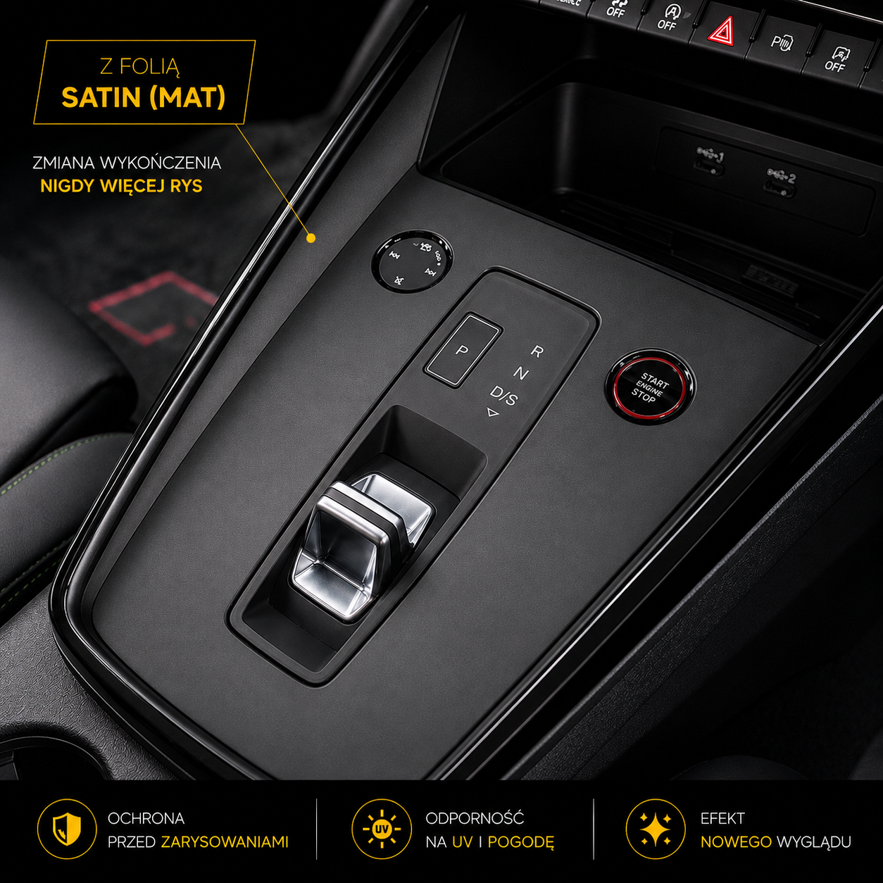 Folia ochronna PPF na tunel środkowy Audi A4 B9 (2015-2024) - obrazek 4