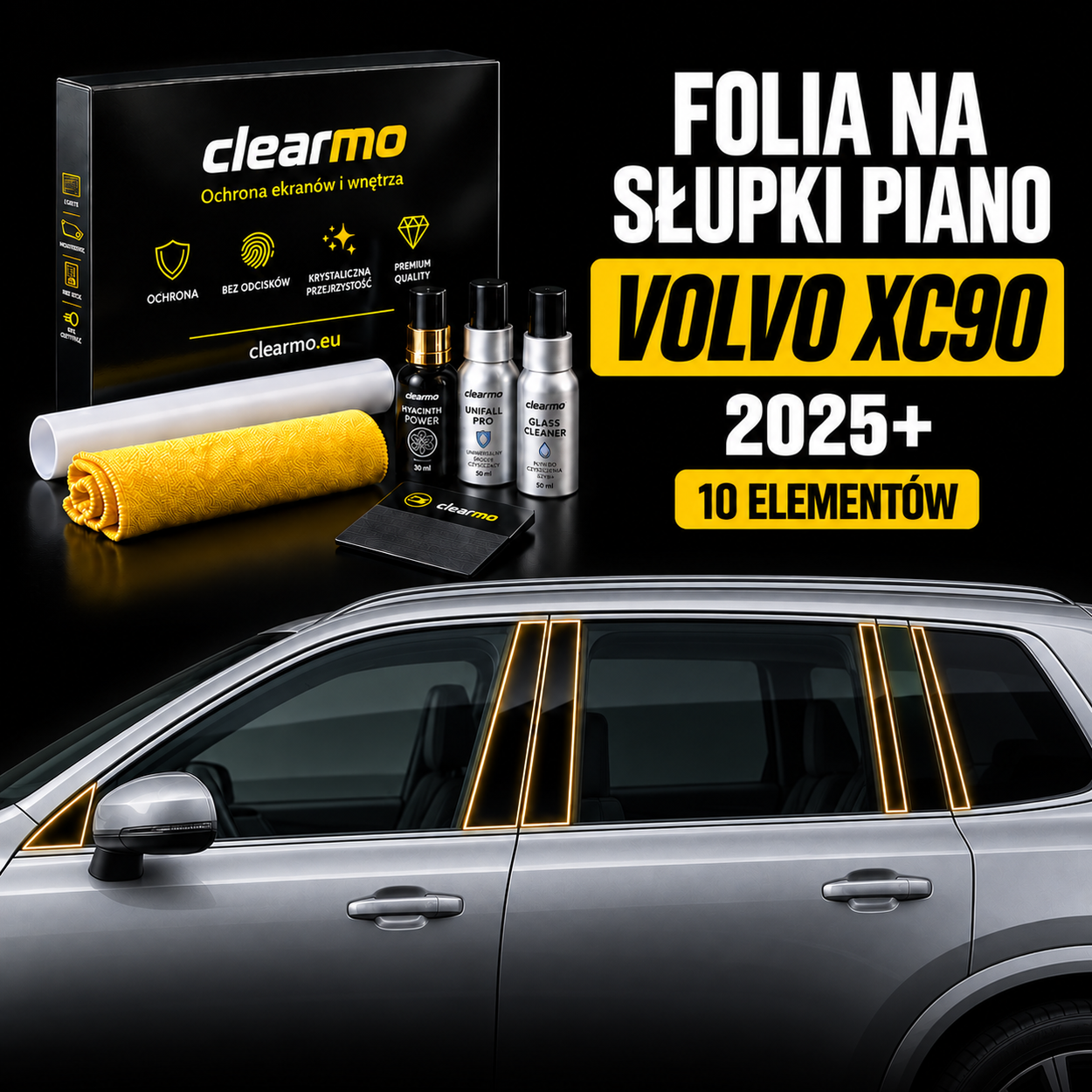 Folia na słupki piano - Volvo XC90 (od 2025)